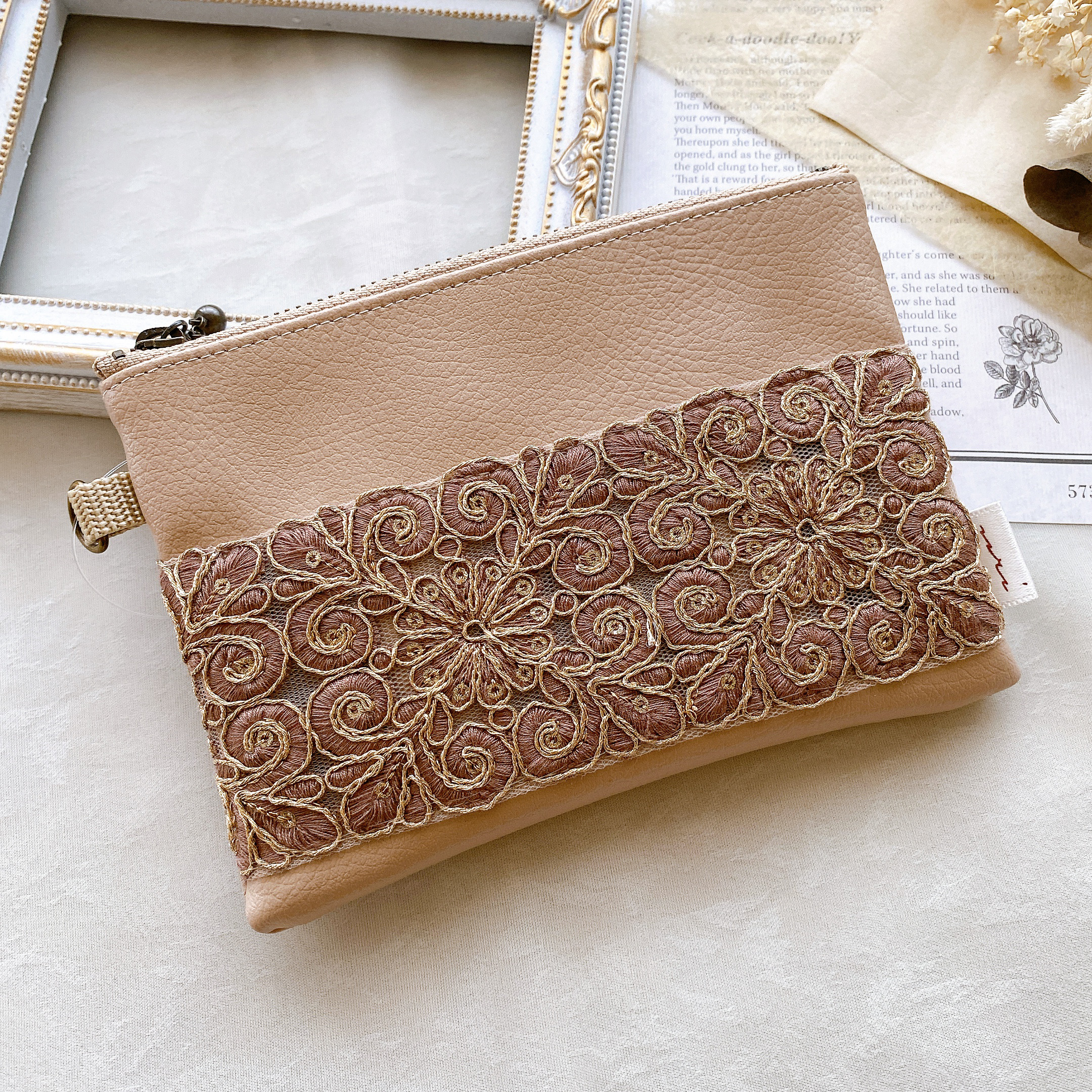 インド刺繍リボン】ハンドメイド ポーチ ファスナー ポーチ うり