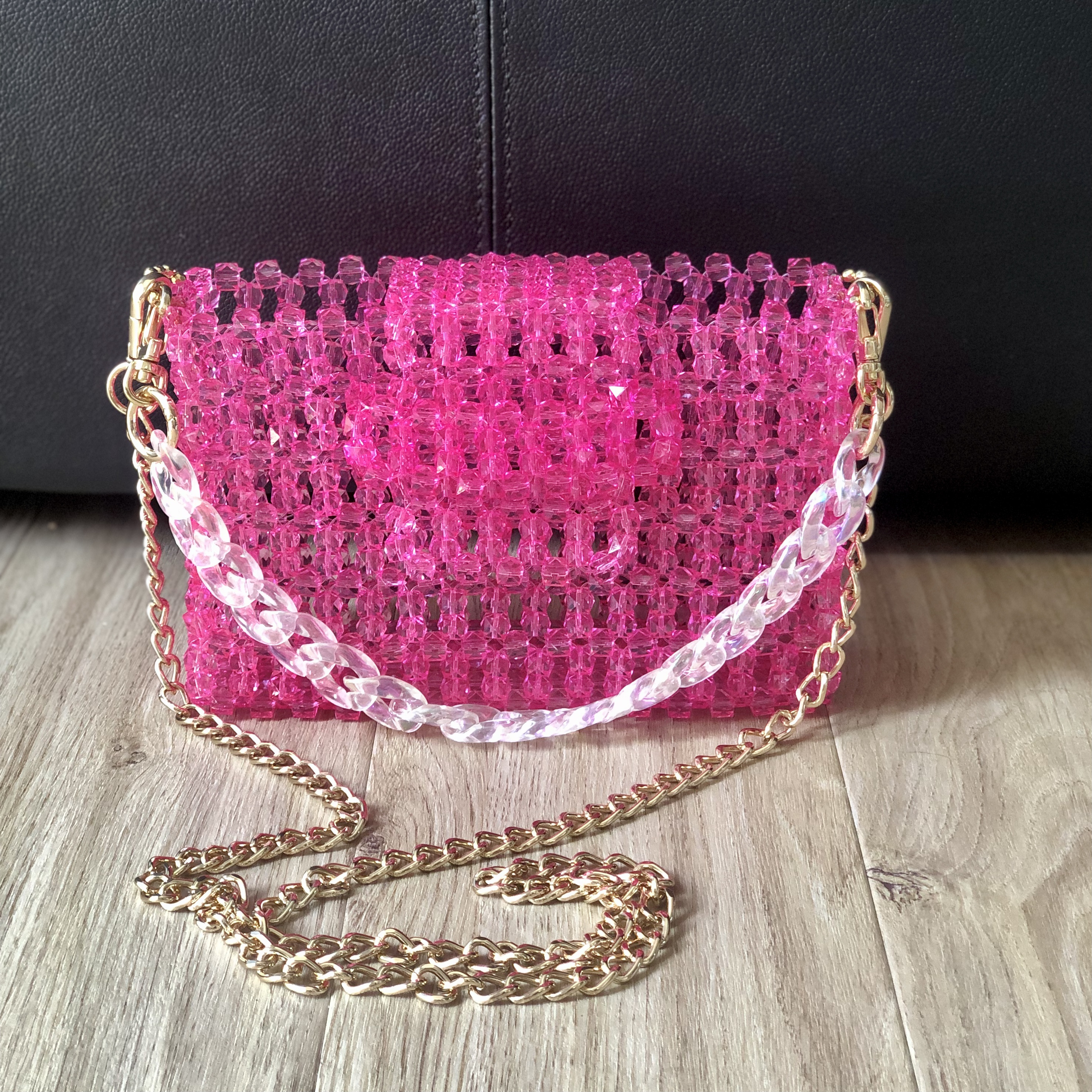 3wayビーズバッグ 【impressions】：hot pink ハンドバッグ
