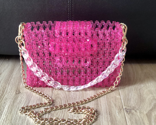 3wayビーズバッグ 【impressions】：hot pink ハンドバッグ