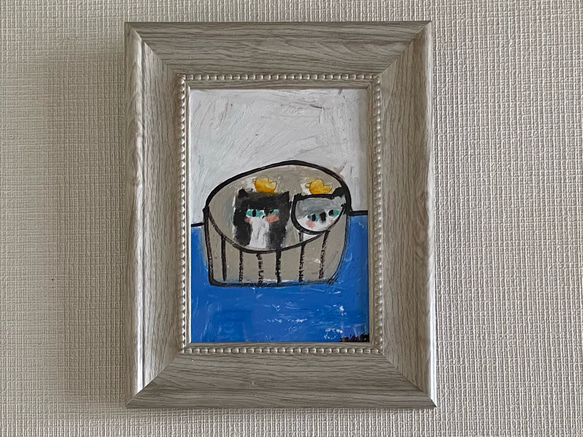 絵画。原画☆キャンバスF10【かわいい猫たちが一緒に香ばしいお風呂に入ります】 絵画。原画☆キャンバスF10【かわいい猫たちが一緒に香ばしいお
