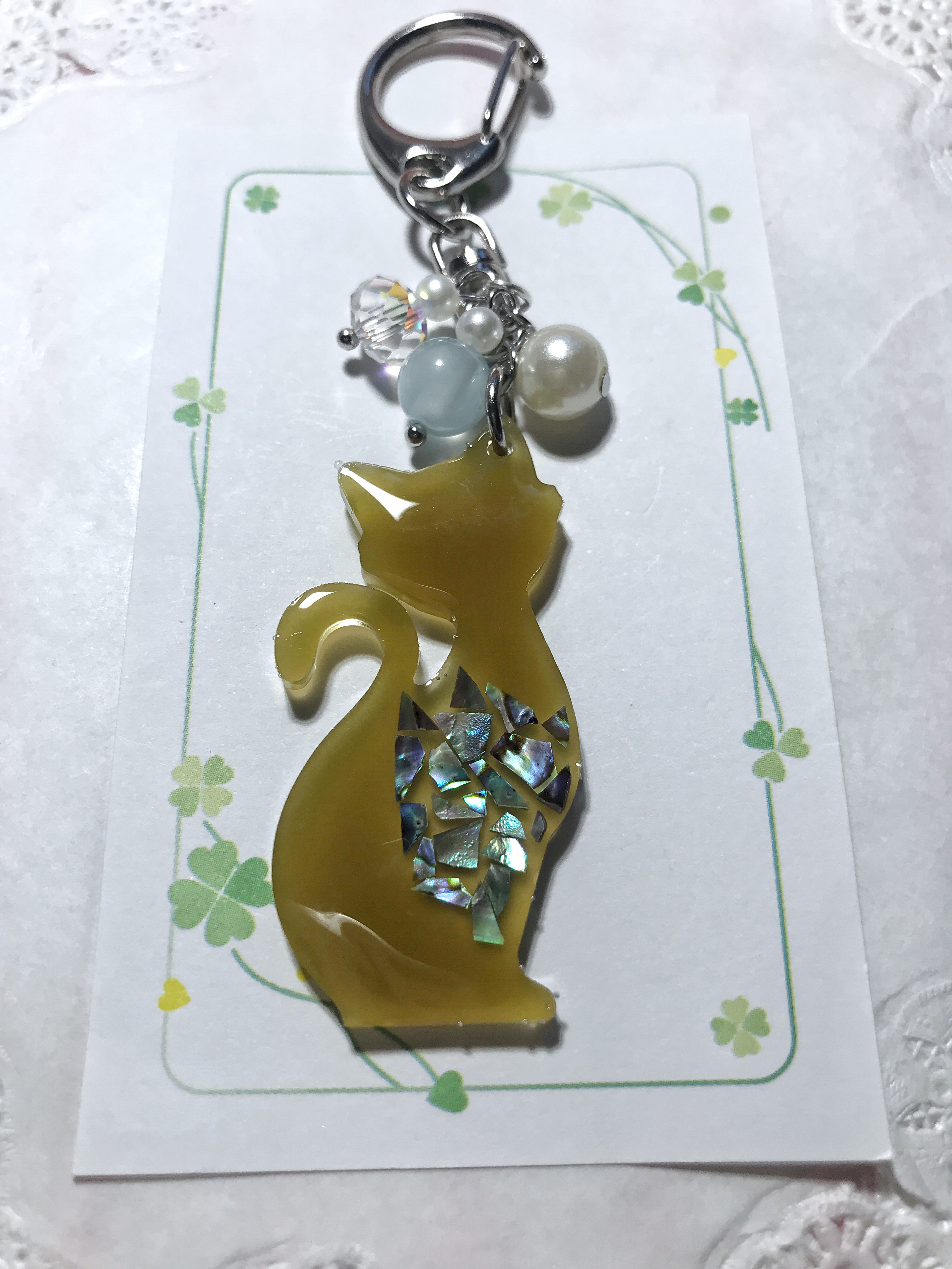 猫 ネックレス ねこ 宇宙 アクセサリー キーホルダー バック