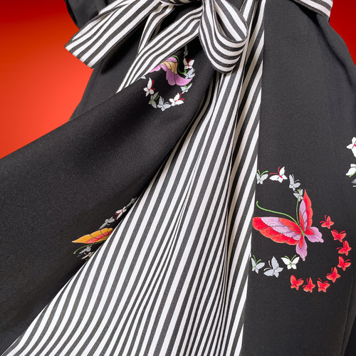 蝶々可愛い パイピング差し色ワンピース 着物リメイク フォーマル  