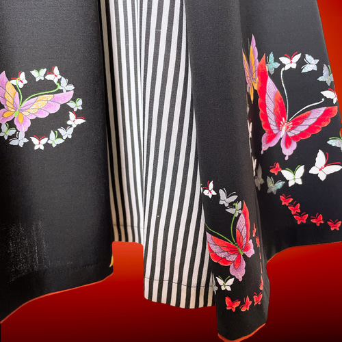 蝶々可愛い パイピング差し色ワンピース 着物リメイク フォーマル  