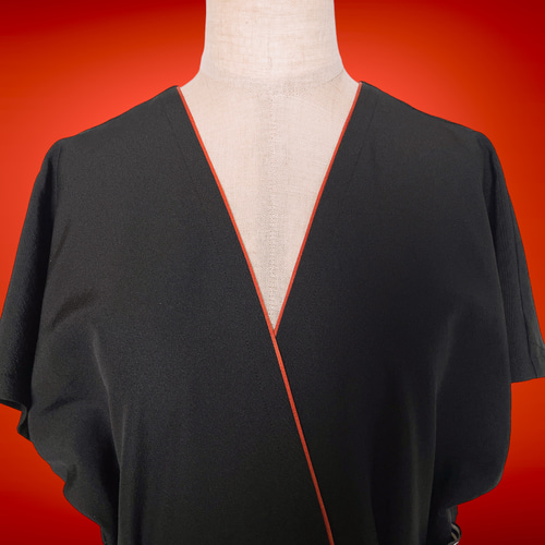 蝶々可愛い パイピング差し色ワンピース 着物リメイク フォーマル  