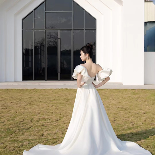 パフスリーブ　ウェディングドレス 楽天市場】ウェディングドレス ロングドレス プリンセスドレス