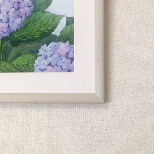 透明水彩画 原画 「紫陽花の丘」額縁付 F4サイズ 風景画 透明水彩画 原画 「紫陽花の丘」額縁付 F4サイズ 風景画