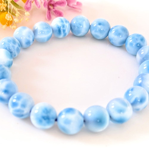 ✿天然美品【厳選】極上ラリマー〘カリブ海の宝石８mm４A級ブレスレット ✿超極上天然美品（厳選)極上8.8mmブルーラリマー〘カリブ海の宝石