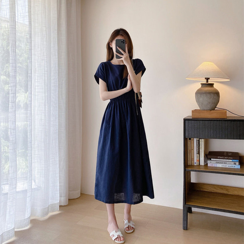 天然素材リネンコットンワンピースS2494