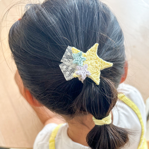 流れ星 ベビーヘアクリップ ヘアピン ヘアゴム ヘアアクセサリー 髪飾り 星 流れ星のヘアアクセサリー☆2色展開 浴衣 祭り 花火 ベビー