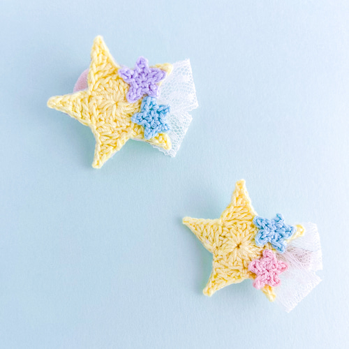 ヘアゴム　ベビーヘアクリップ　流れ星 流れ星のヘアアクセサリー☆2色展開 浴衣 祭り 花火 ベビー