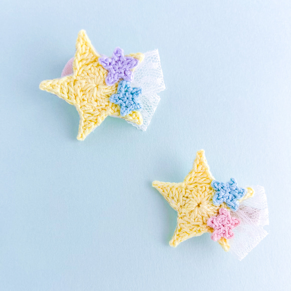 【流れ星】ベビーヘアクリップ ヘアゴム 流れ星のヘアアクセサリー☆2色展開 浴衣 祭り 花火 ベビー