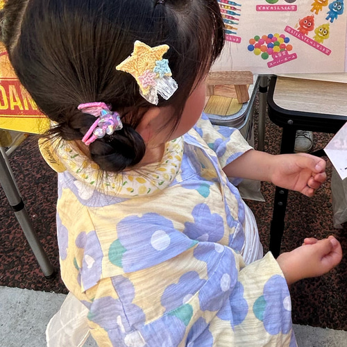 流れ星のヘアアクセサリー☆2色展開 浴衣 祭り 花火 ベビー