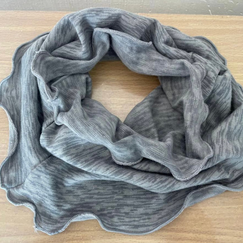 綿100%杢柄グレーシングル手作りネックウォーマー日焼け止めにもお  