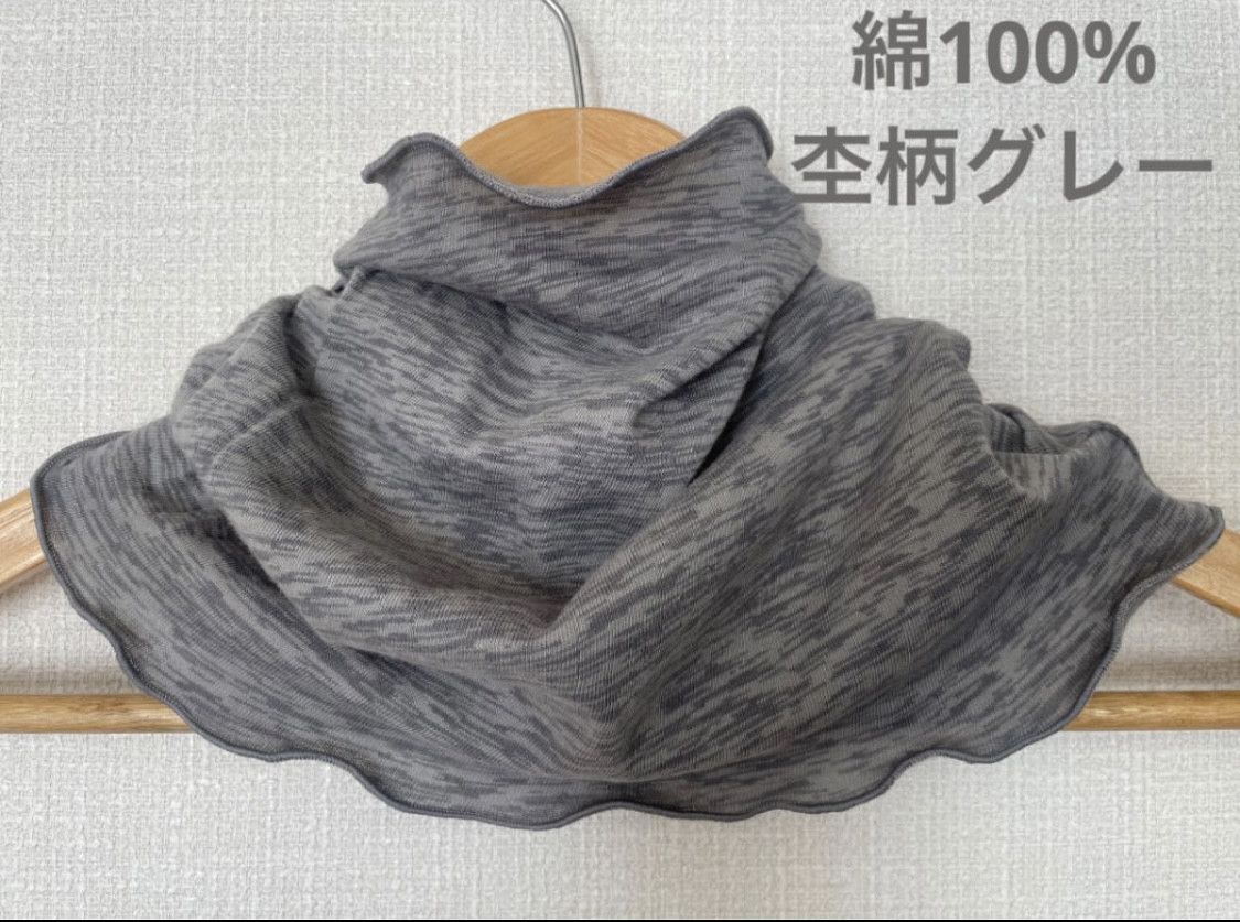 ゆったりリネン麻100%オリーブグリーンシングルウェーブ手作りネック  