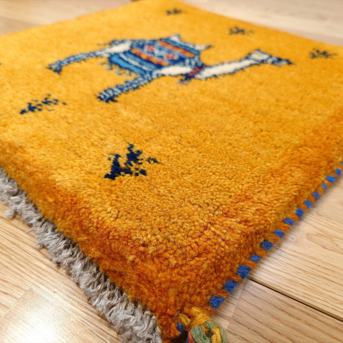 ペルシャ　ギャッベ  ミニマット　41.5×41   ブラウン　ラクダ ペルシャ ギャッベ ミニマット 41.5x40cm ラクダ 黄金色 ギャベ