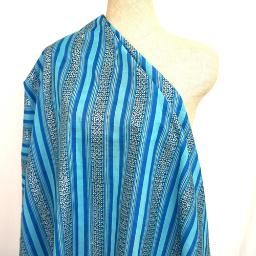 1m単位 プリント生地 インド綿【NB-190】ストライプ シルバーラメ