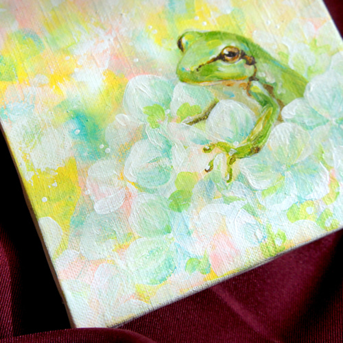 一点モノ再販ナシ【カエルの絵】かえるの絵 蛙 小さめ絵画