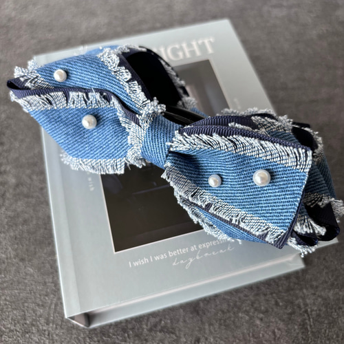 デニムリボンクリップ バナナクリップ ブルーデニムリボン