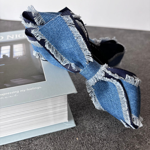 デニムリボンクリップ バナナクリップ ブルーデニムリボンクリップ