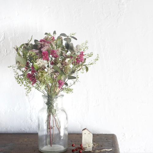 誕生日や記念日に】スターチスとライスフラワーのブーケ ドライ