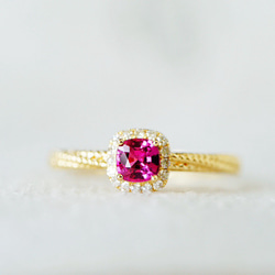 華奢」K18 天然ルビー 天然ダイヤモンド リング 純愛 女性 女王 希少