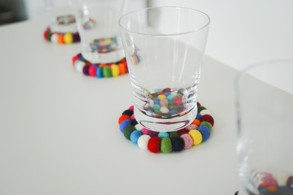 【送料無料】コースター　羊毛フェルト　4枚セット 1枚目の画像