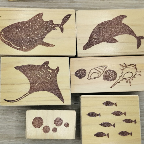 ●お名前はんこ●【動物・海の生き物バージョン】 海の生き物のはんこ 魚やイルカのスタンプ「うみなかま