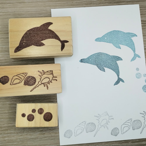 消しゴムはんこ♪ 241 海の生き物 ジンベイザメ マンタ イルカ 貝殻