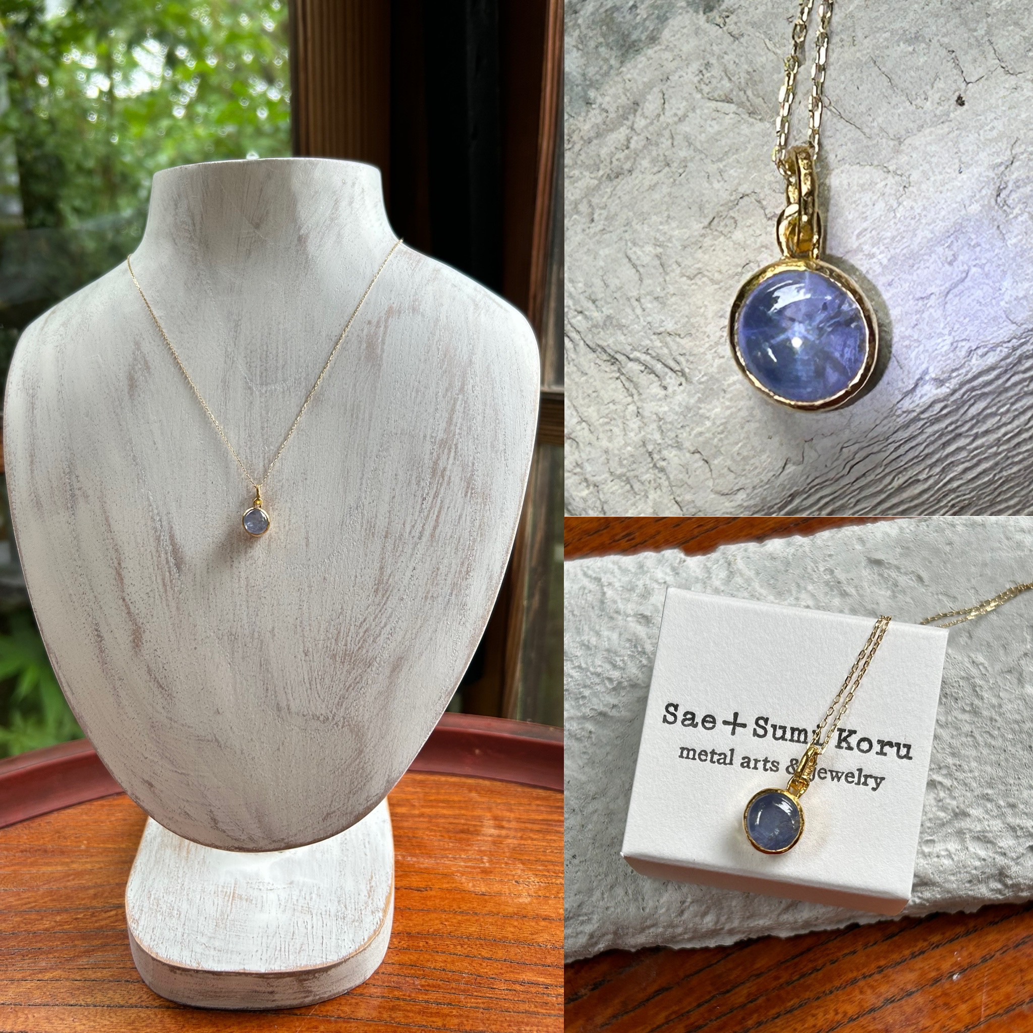 K24純金＋K22◇スター・サファイア◇3.58CT◇ ペンダントトップ