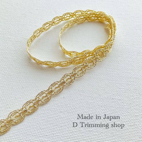 工場直販価格【日本製】2m☆本銀ロールチェーン柄ブレード ゴールド