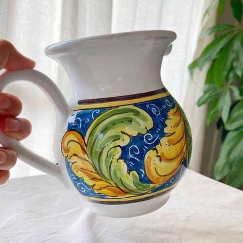マヨリカ焼き 水差し ジャグ 15cm 600mL BRC003 イタリア陶器 シチリア