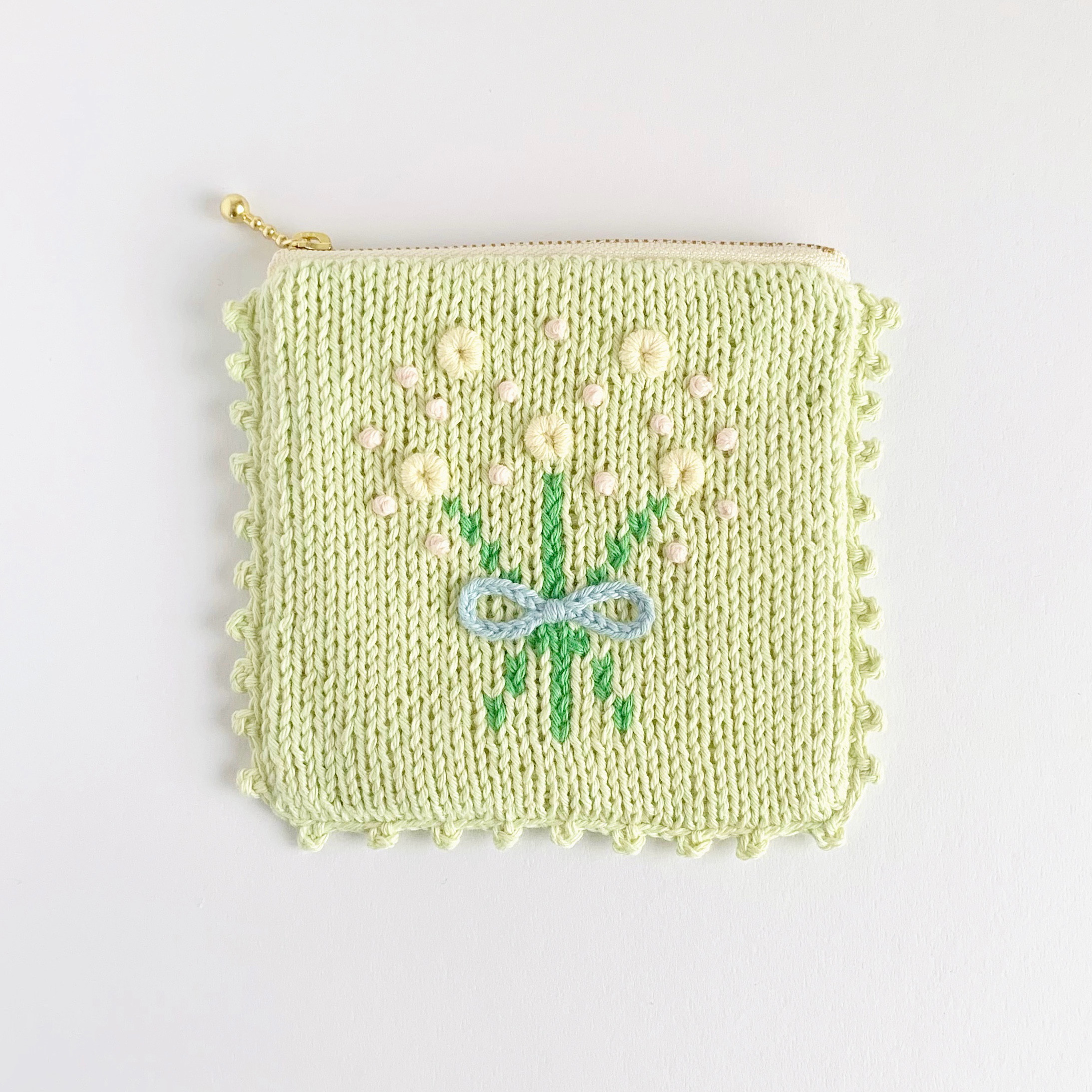 hanataba のポーチ　green　ふわりオーガニックコットンのポーチ 4,760円