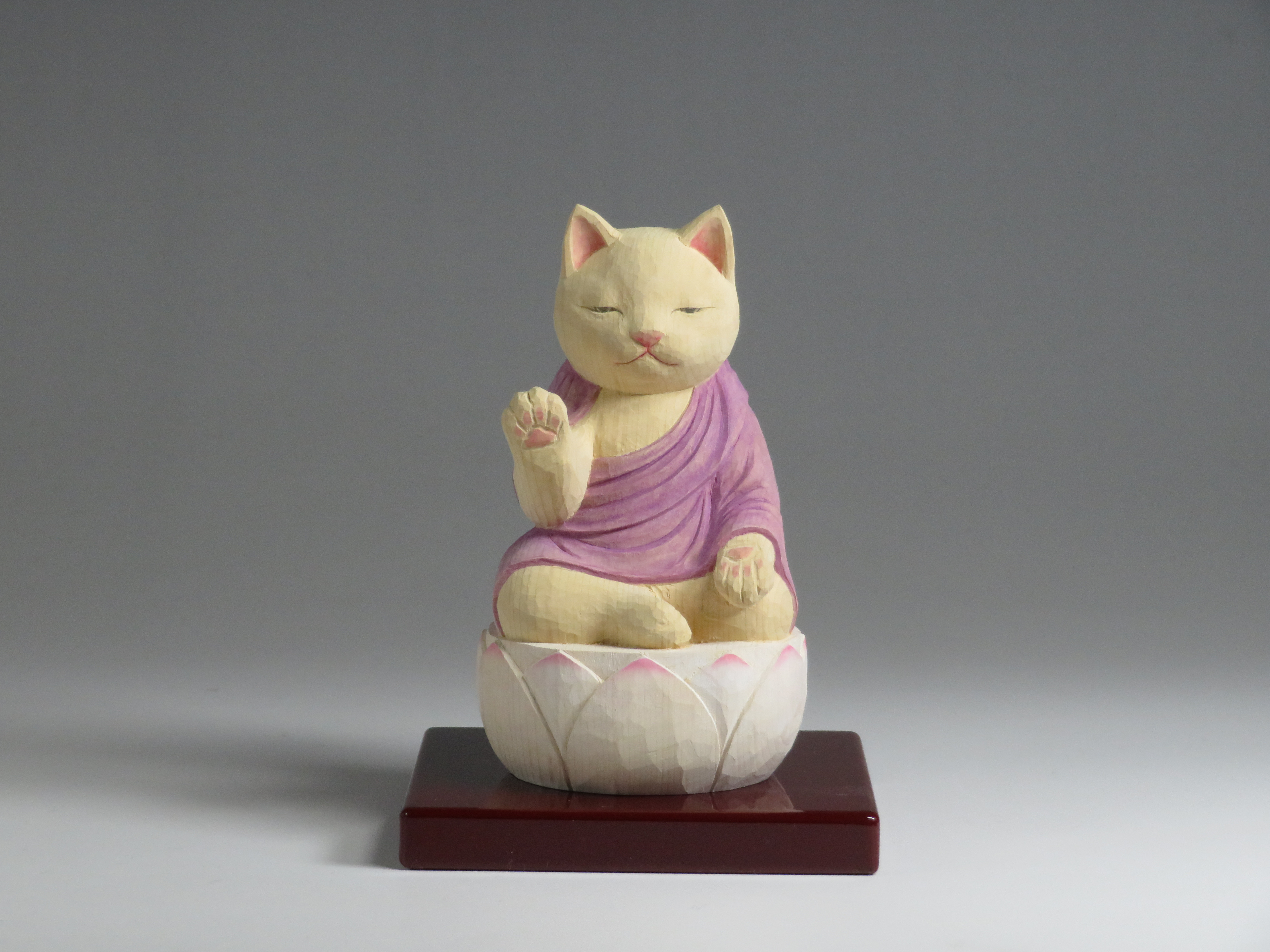 木彫り 阿弥陀猫（大） 猫仏2402 彫刻 仏屋さかい 通販 17886734