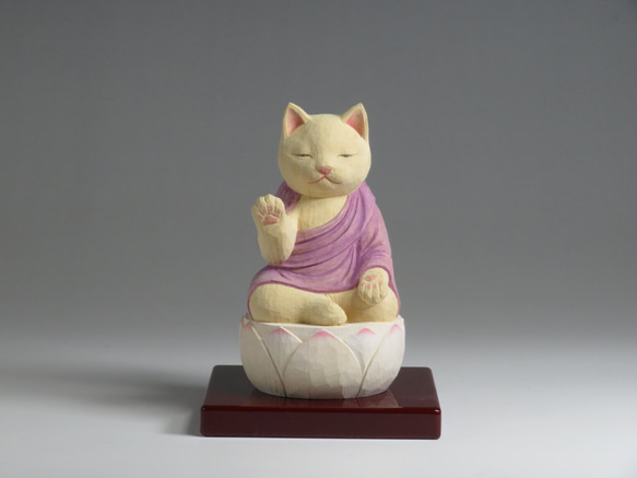 男性に人気！ 彫刻 猫仏2402 阿弥陀猫（大） 木彫り 仏屋さかい 17886734 通販 彫刻