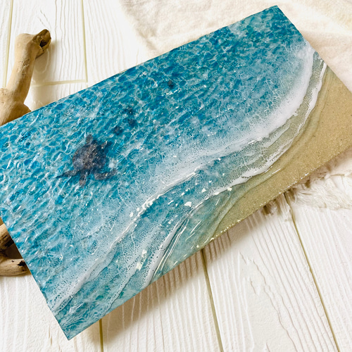 海亀　横53㎝　原画　絵画　海　宮古島　沖縄　レジンアート可能　幸運　お城 海亀 横53㎝ 原画 絵画 海 宮古島 沖縄 レジンアート可能 幸運