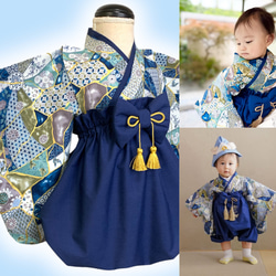 大人気1着のみ再販【金継ぎ和柄】ハンドメイド ベビー袴 お食い初め お