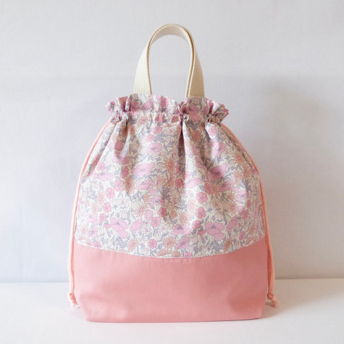 リバティ ポピー＆デイジー の フリル付き レッスンバッグ 体操着入れ