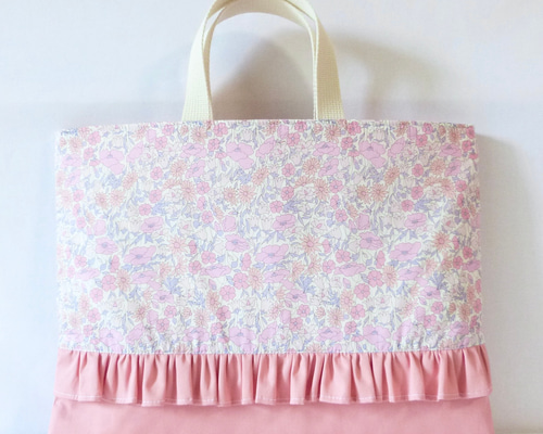 リバティ のフリル付き キルティング レッスンバッグ 入園 入学 女の子