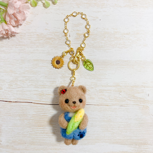 ご確認用　羊毛フェルト　キーホルダー　リッツ ♡限定♡夏休みのくまちゃん♡羊毛フェルトのくまさんと