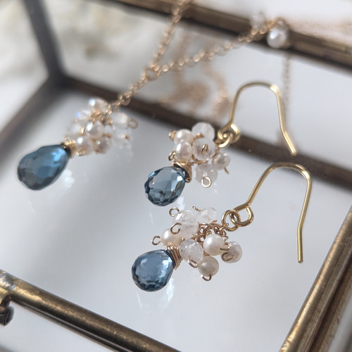 Creema限定 福袋14kgf ロンドンブルートパーズネックレス、ピアス