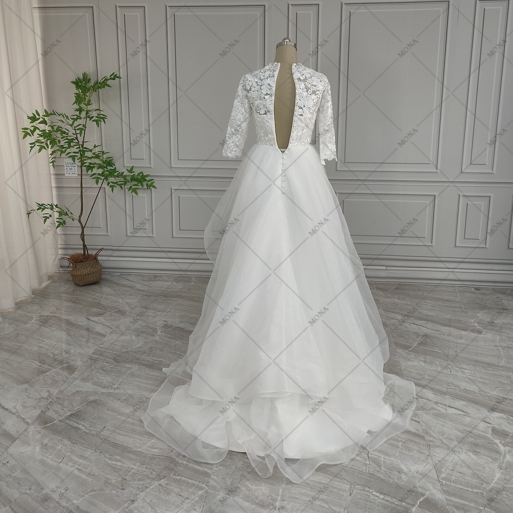 DRESS PRODUCTION フラワーモチーフ 刺繍レース Aラインドレス（リーフ 