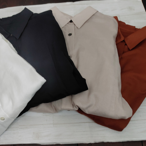 OURHOME 上品な透け感　リネン風シャツ コーラルベージュ 上品な透け感、リネン風シャツ – OURHOME