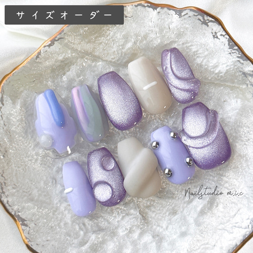 ネイルチップ サイズオーダー 韓国 ポップ ぷっくり マグネット 