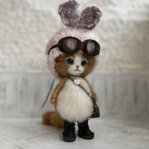 chata作家 ぬいぐるみ ネコ羊毛フェルト テディベア ハンドメンド
