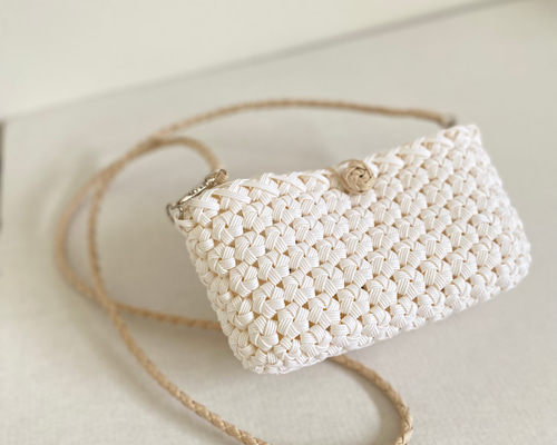 スマホショルダー クラフトバンド【花結び】スノーホワイト スマホ