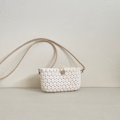 スマホショルダー クラフトバンド【花結び】スノーホワイト スマホ