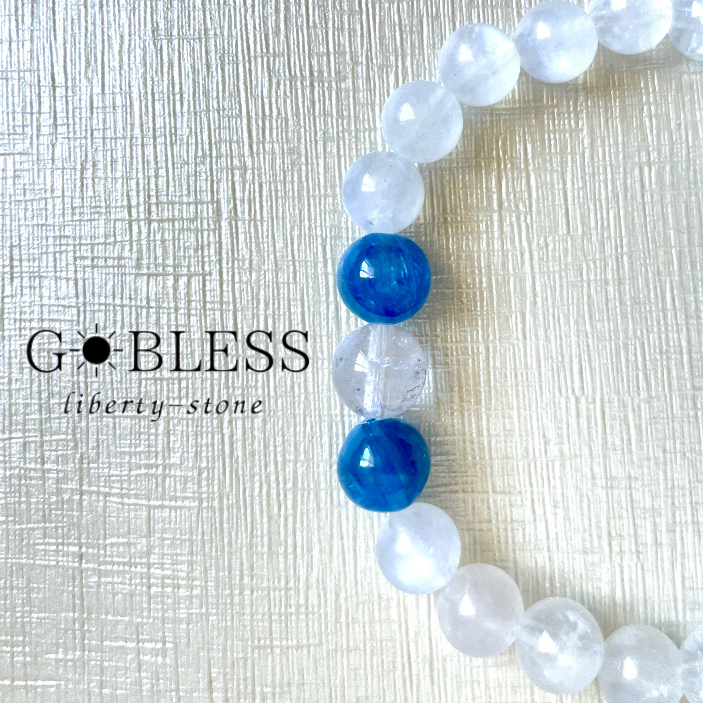 55.  青と月の夢  ブレスレット ／ ハーキマーダイヤモンド カイヤナイト