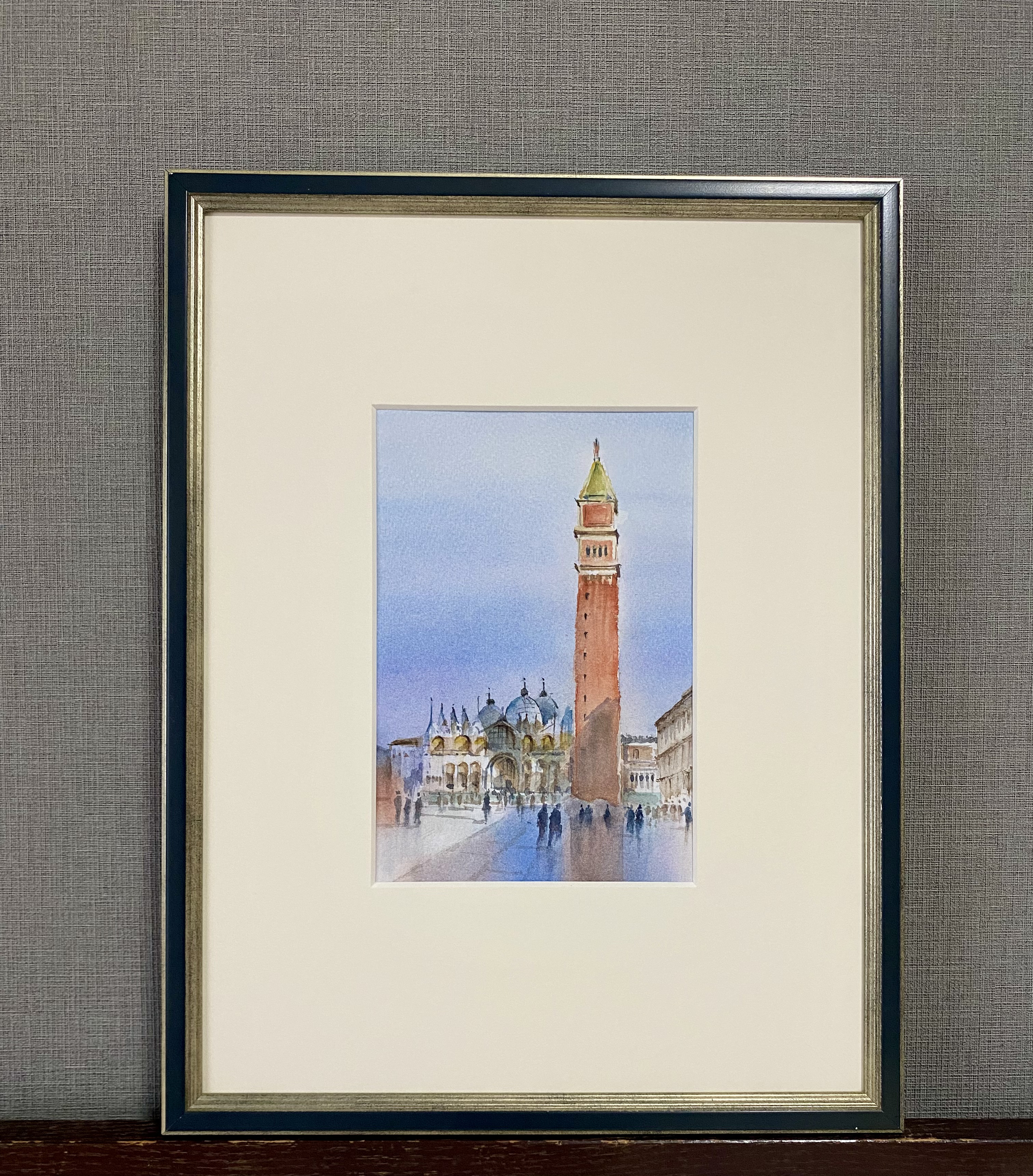 水彩画　風景画　アッシジ広場 214）原画 水彩画 風景画 サンマルコ広場 絵画 マグリット0125