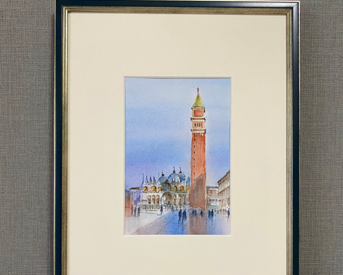 214）原画 水彩画 風景画 サンマルコ広場 絵画 マグリット0125