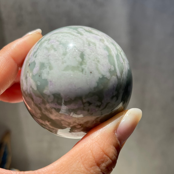 パキスタン産【ピースジェイド／グリーンラベンダー】スフィア ① 丸玉